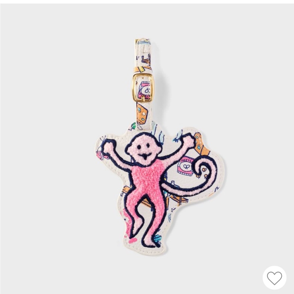 Roller Rabbit Pink Monkey Luggage Tag